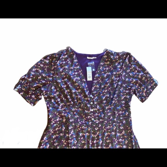 Mi Ami floral NWT 2X purple floral dress button front ruffles plus size dresses - Picture 14 of 14